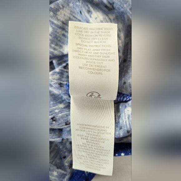 Boden Bay Womens Jersey 3/4 Sleeve Top Size 8 Blue/White Floral Star Print - Picture 9 of 10